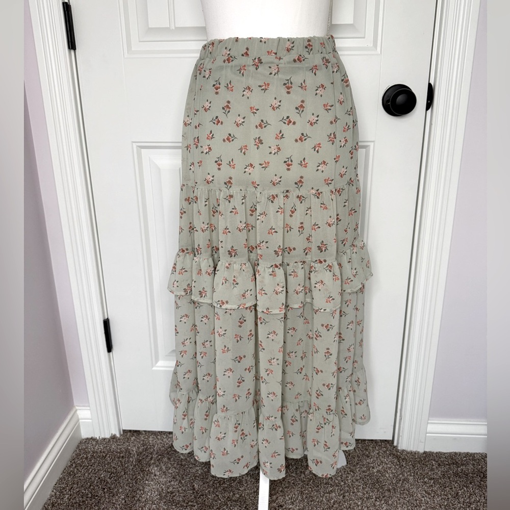 Vylette Chic Floral A-Line Skirt
